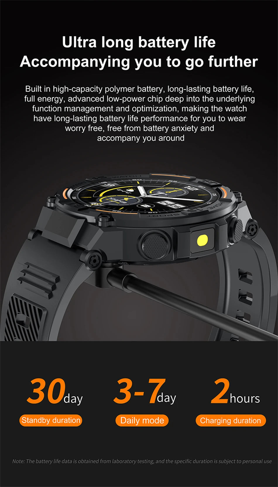 Smartwatch Military Men 360*360 HD Screen Flashlight Health Monitoring Waterproof Heart Rate BT Call Smart Watch For Android IOS