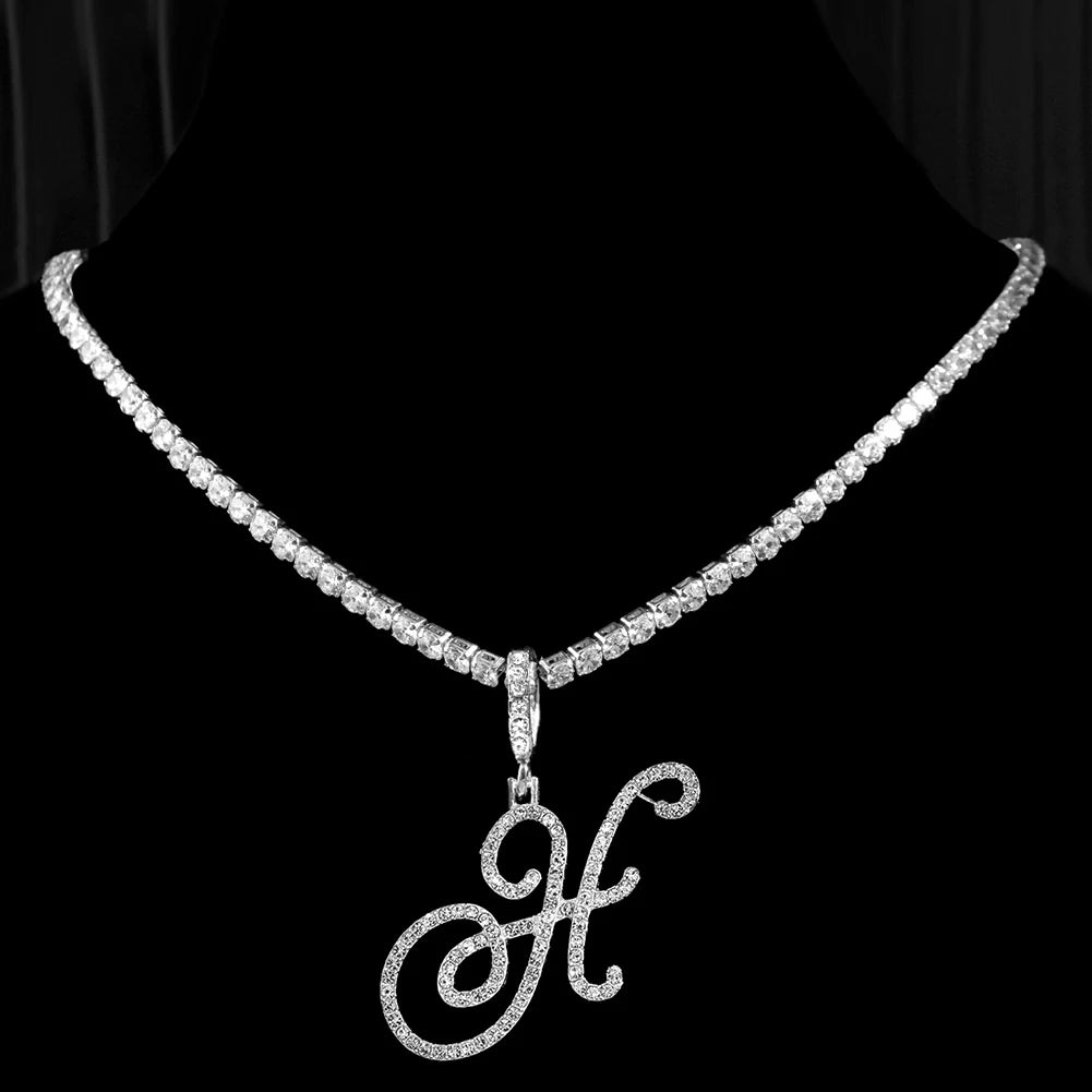 Personalized Cubic Zirconia Initial Name Necklace -Hip Hop Style