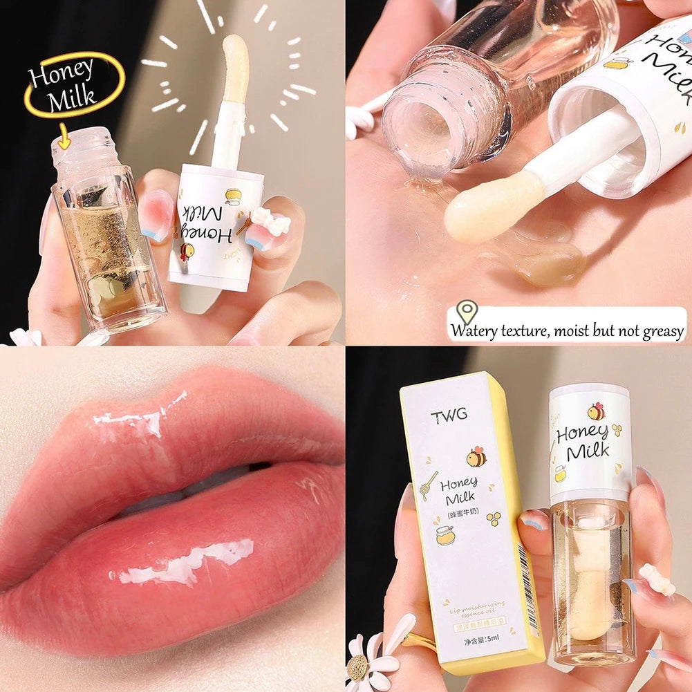 White Peach And Honey Lip Oil Soothes Dry Moisturizes And Does Not Fade Lovely Big Brush Head Lip Gloss