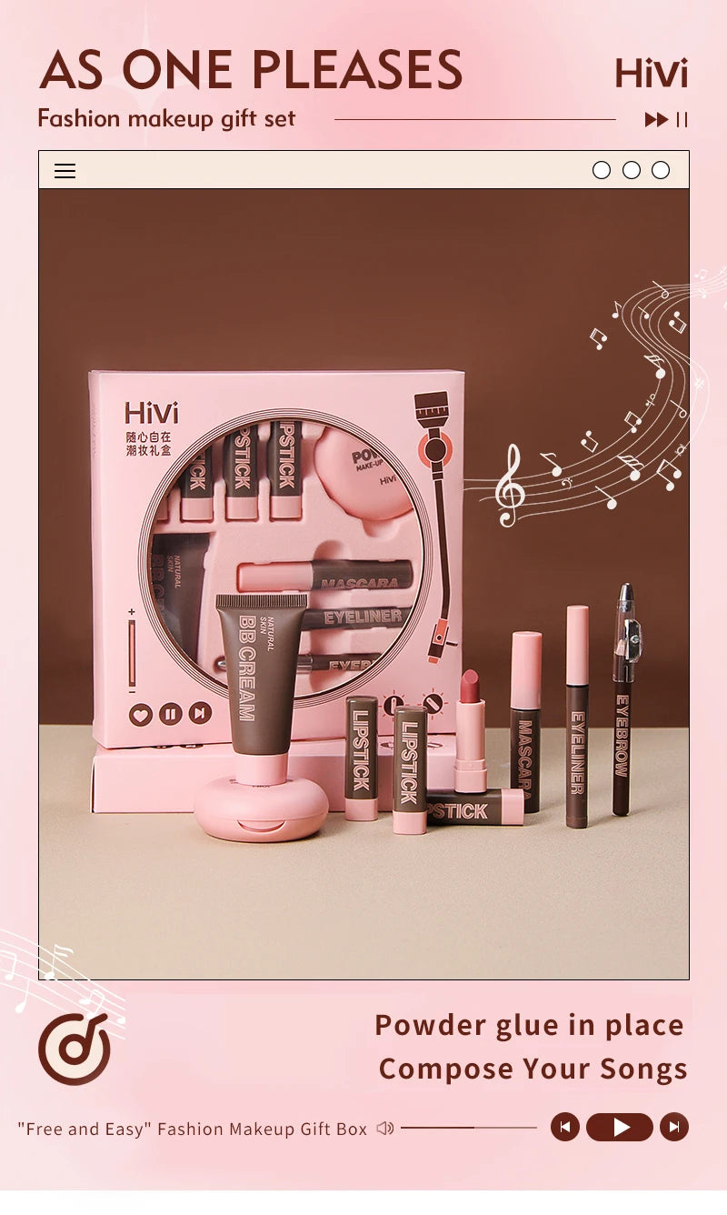 HiVi Makeup Gift Box Powder Glue Record Limited Lipstick Powder Makeup gift box set Valentine's Day gift for your wife