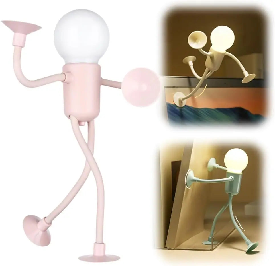 Night Light Changeable-Shape Funny Sportsman-Night Light Cartoon DIY Cute Night Lamp Mini Cute Suction Bedside Lamp for Kids