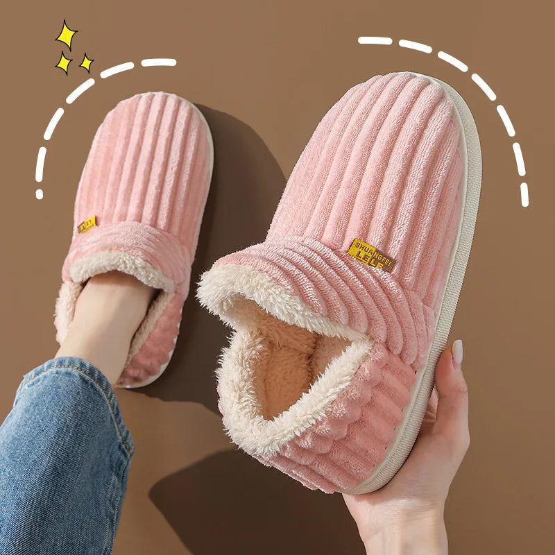 Evshine Winter Soft Slippers For Women Men Winter Indoor Fluffy Warm Fuzzy House Slippers Outdoor Fuzzy Soft Furry Slippers